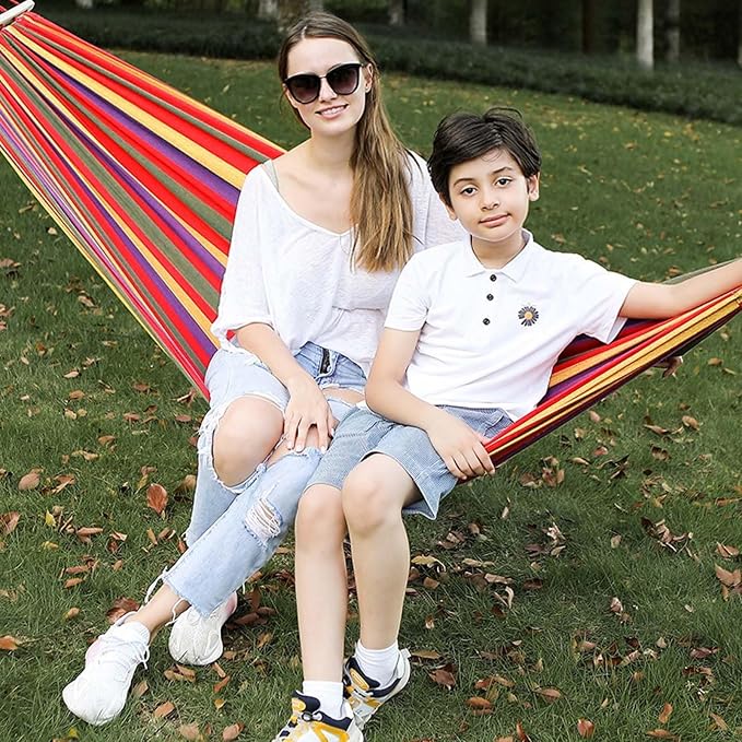 YSUEFIJO Comfortable Hammock for Outdoor Use, Portable Hanging Hammock for Garden, Patio, Or Backyard, Hammock with Adjustable Straps, Relaxing Hanging Hammock for Reading Or Lounging