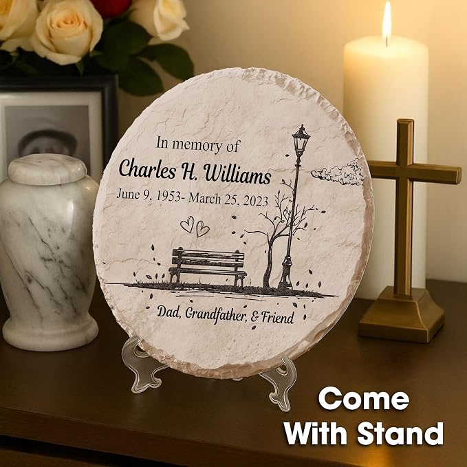 Personalized Memorial Garden Stone, Weatherproof Grave Marker, Sympathy Gift for Loss of Loved One, in Memory of Loved One Plaque, Dad Grief Natural Garden Stone