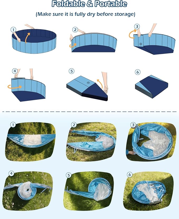 Jasonwell Kiddie Baby Pool with Canopy - Foldable Infant Toddler Kids Pool with Shade Baby Beach Essentials Tent Swimming Wading Pools for Toddlers 1-3 + Kids Dogs Ball Pit Backyard Water Play B, 40"