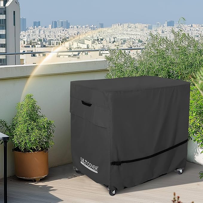 ULTCOVER Waterproof 80-100 Quart Patio Cooler Cart Rolling Ice Chest Cover 40L x 20W x 34H inch, Black