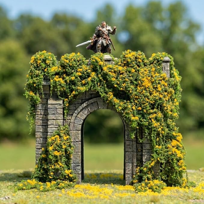 Realistic Miniature Vines - Hanging Moss Scenery for Diorama Supplies & Model Building - Mini Miniature Plants for Rainforest, Dollhouse, Fairy Gardens, Crafts DIY, Tabletop Wargaming (Yellow)