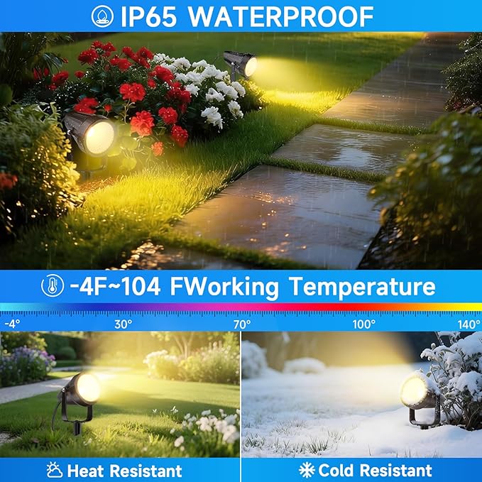 Outdoor Landscape Lighting Low Voltage, 29.5FT Wired LED Spot Light with Plug-in Transformer, IP65 Waterproof Outside Uplight 7W 840LM for Yard Garden Tree Pathway House, Warm Yellow 3000K, Pack of 4