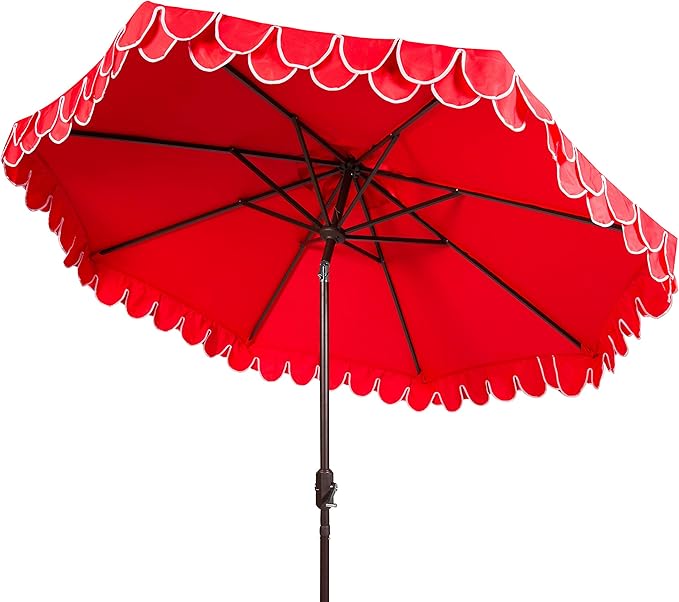 Safavieh Outdoor Elegant Valance 11-Foot Round UV Protected Umbrella