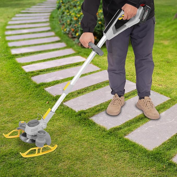 Electric Weed Trimmer Rechargeable 3 in 1,Cordless Grass Trimmer & Edger 600W 10000RPM with 4.0Ah Battery,Adjustable 42-60in Pole & 3 Blades for Lawn/Yard/Orchard