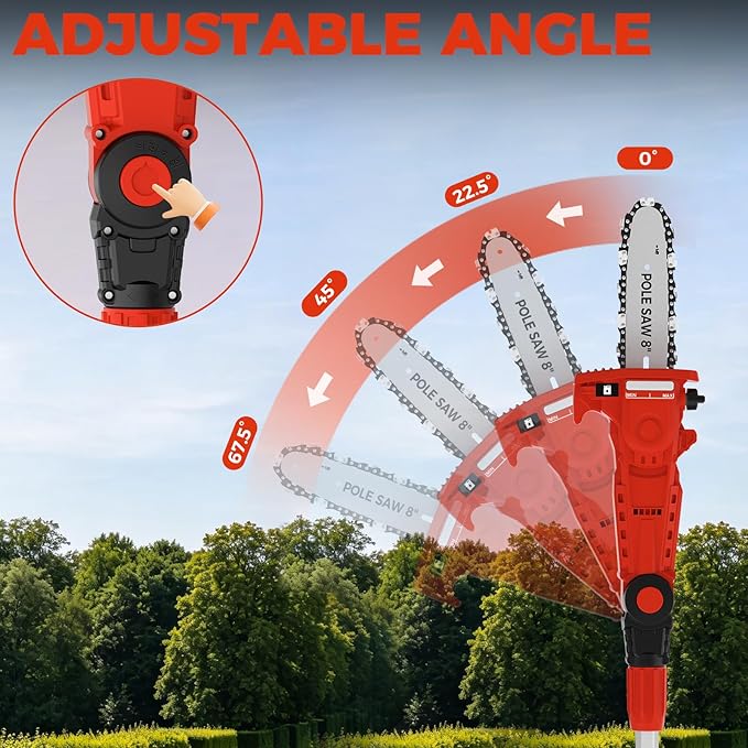 SHOHO Cordless Pole Saw Compatible with Milwaukee M18 Battery, Electric Pole Saws for Tree Trimming Battery Powered, Auto Lubrication System, Adjustable Pole Chainsaw (Battery not Included)