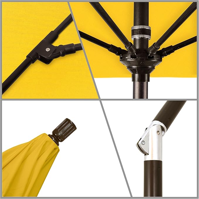 California Umbrella 7.5' Round Crank Lift, Collar Tilt, Aluminum Pole, Fiberglass Rib Patio Umbrella, Bronze Finish