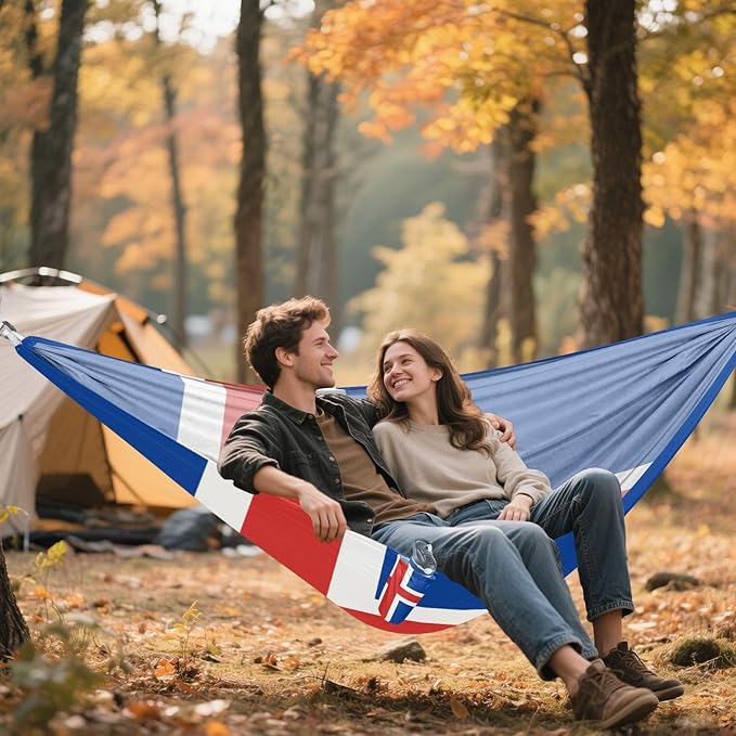 National Flag of Iceland Hammocks with Portabl Carry Bag Backyard Hammock for Indoor Outdoor Patio