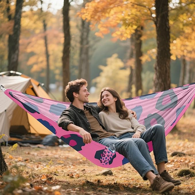 Pink Leopard Print 330lb Capacity Outdoor Hammock Indoor Hammock for Outside Patio Garden amacas para patios con Base de adultos