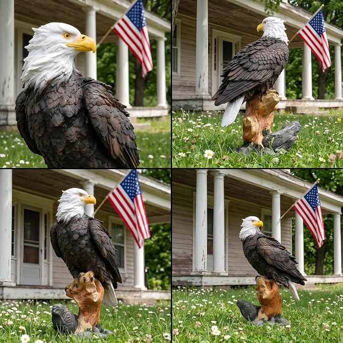 13.2" Real Eagle Outdoor Sculpture,Funny Bird Statue,Garden Beach Statue Decorations,Resin Animal Seabird Ornaments,Coastal Beach Decor,Patio Decor for Table Statues for Garden,Lawn,Yard