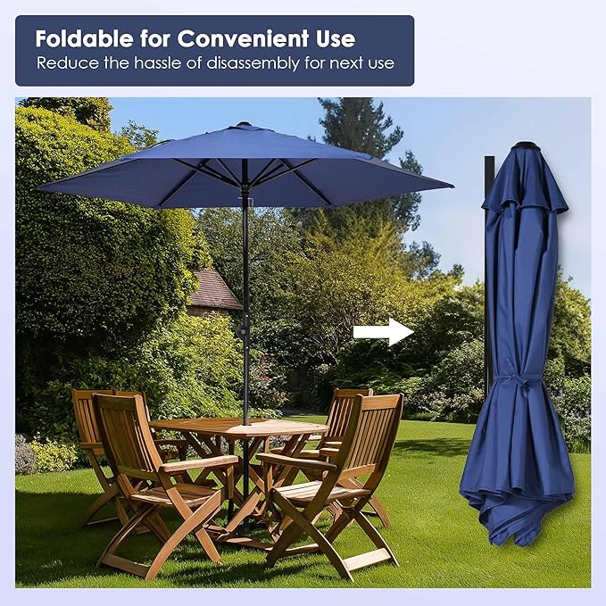 Yescom 7.5ft Outdoor Bistro Market Table Umbrella for Restaurant Cafe Rental Patio 250th Celebration Lawn Party Event Shade Yard Deck Railing Parasol