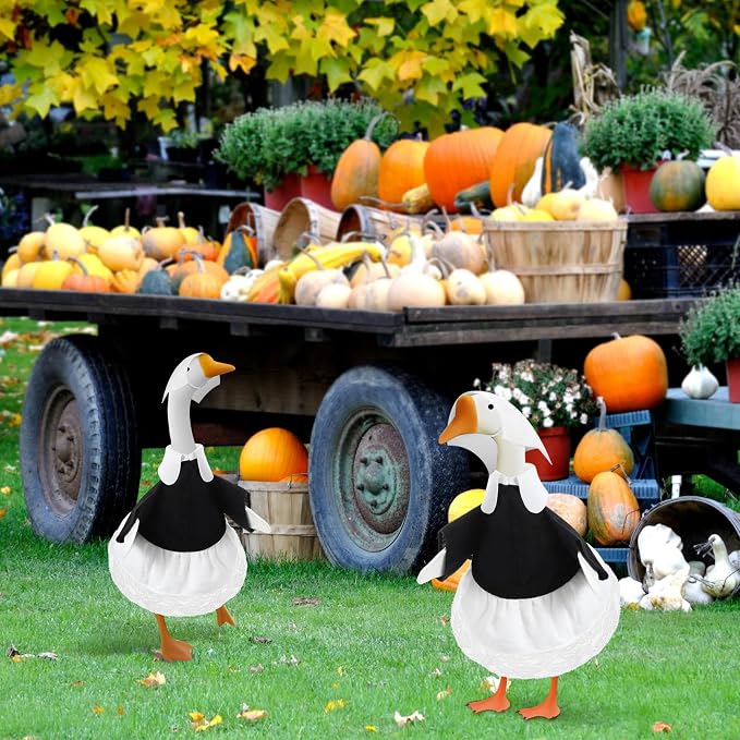 Pilgrim Goose Outfit Lawn Porch Thanksgiving Clothes Costume for 23" Cement Goose Outdoor Garden Yard Decor(Pilgrimage)