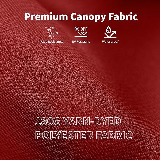 9FT Solar Umbrella 32 LED Lighted Patio Umbrella Table Market Umbrella w/Tilt and Crank, UV-Resistant Outdoor Umbrella for Pool, Garden, Deck, Red