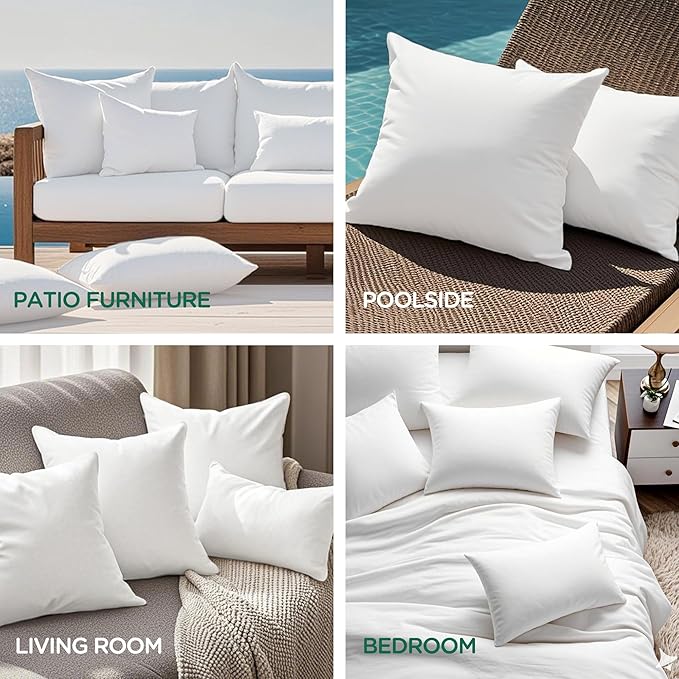 Codi 12x20 Pillow Insert Set of 4, Water Resistant Outdoor Lumbar Pillows for Patio Furniture