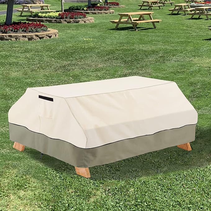 Bitubi 96 Inch Heavy Duty Waterproof Picnic Table Cover - 600D Tough Canvas Wind Dust Proof Anti-UV Outdoor Patio Table Bench Covers Winter