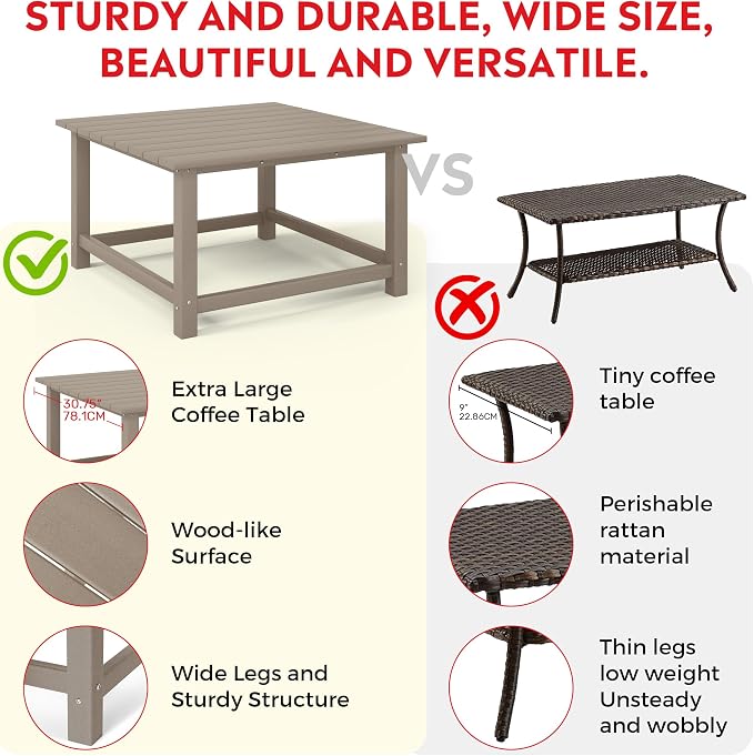 Costaelm Outdoor Kids Table, Toddler Dinner Table Baby Desk Outdoor Childrens Party Tables for Arts & Crafts, Snack Time, Multi-Activity Desk for Ages 2-8 in Classroom/Outside, Weathered Wood