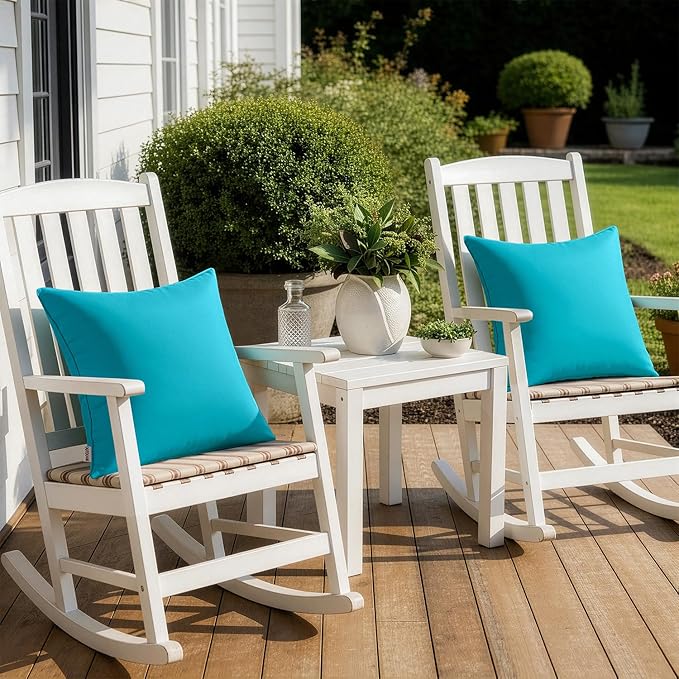 MIULEE Pack of 2 Decorative Outdoor Waterproof Pillow Covers Square Garden Cushion Sham Throw Pillowcase Shell for Patio Tent Couch 16x16 Inch Turquoise