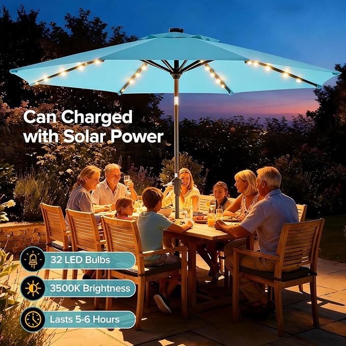 NEWBULIG 10FT Patio Umbrella, Offset Cantilever Outdoor Patio Table Umbrella, UV Protection, Fade Resistant Fabric, Easy Tilt Adjustment for Deck, Pool, Backyard, Garden