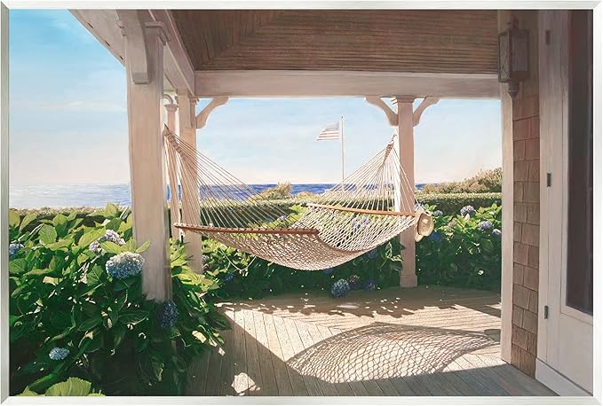 Stupell Industries Tranquil Hammock Warm Sunlit Porch Rural Garden Wood Wall Art, Design By Tom Mielko