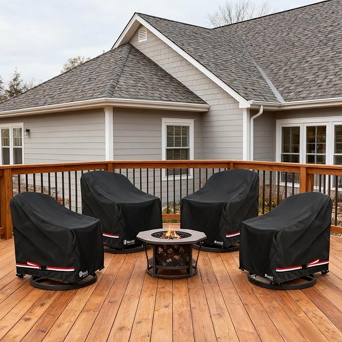 Bitubi Waterproof 2 Pack Outdoor Swivel Chair Cover for Patio Chair Size Up to 30W x 34D x 38.5H inch,Outdoor Lawn Patio Furniture Covers (Black)