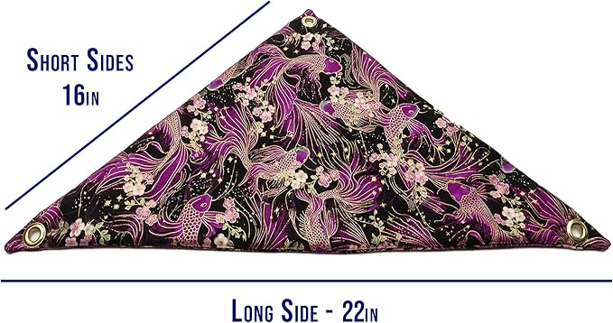 Hammock for Bearded Dragons, Purple Koi Fabric with Suction Cup Hooks