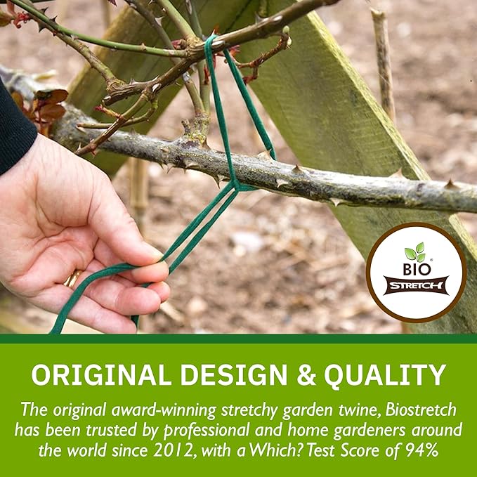 Bio-Stretch Soft Garden Plant Ties for Indoor & Outdoor Plants - Strong & Stretchy Cut-to-Length Plant Tape for Climbing Plants, Tomato Vines & Home Gardening (130 ft / 40M)
