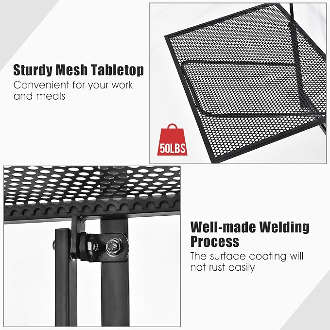 Tangkula Outdoor Folding Hanging Table, 5 Height Adjustable & Foldable Space Saving Railing Serving Table, Width from 1.5 inch to 4 inches, Suitable for Patio, Balcony and Deck