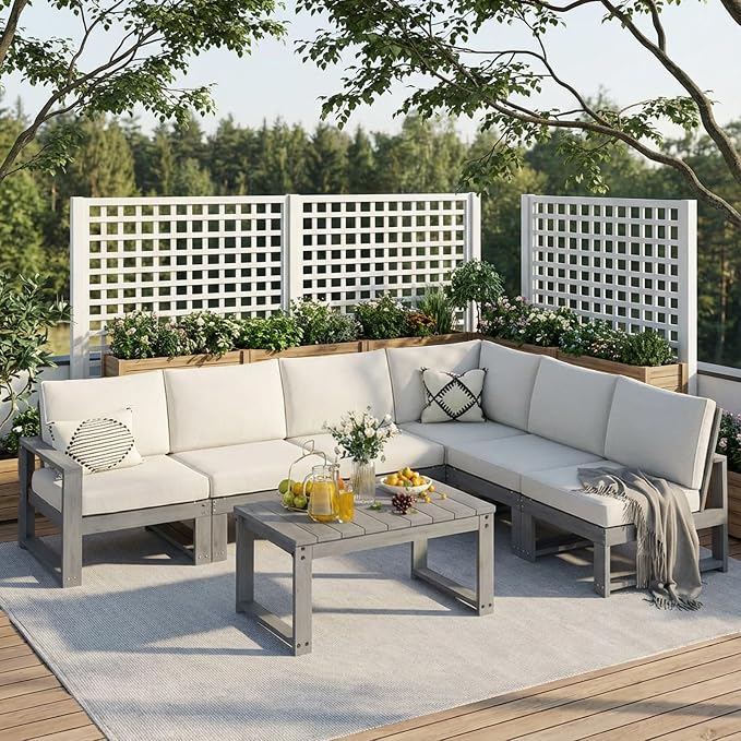 Patio Furniture Set, HDPE Outdoor Couch Loveseat with Cushions,All Weather Outdoor Sofa for Porch, Backyard, Deck,Grey
