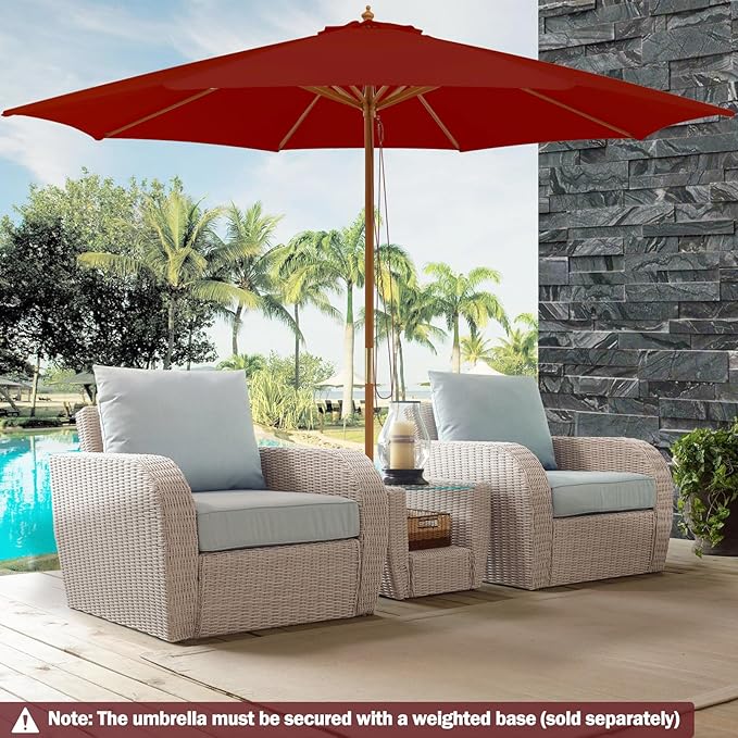 Giantex 10FT Patio Umbrella, Outdoor Table Market Umbrella with 8 Bamboo Ribs, Pulley Lift and Ventilation Hole, Outdoor Sunshade Umbrella for Poolside Backyard Beach
