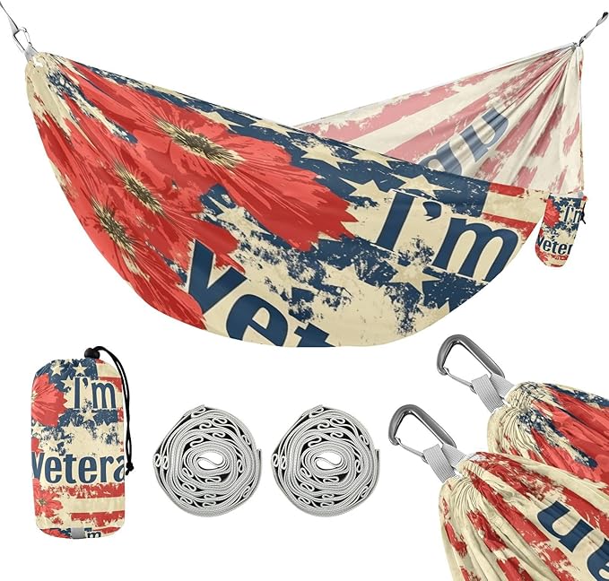 National Vietnam War Veterans Day Flowers Outdoor Hammock with Tree Straps Tree Hammock for Outside Beach Patio Garden