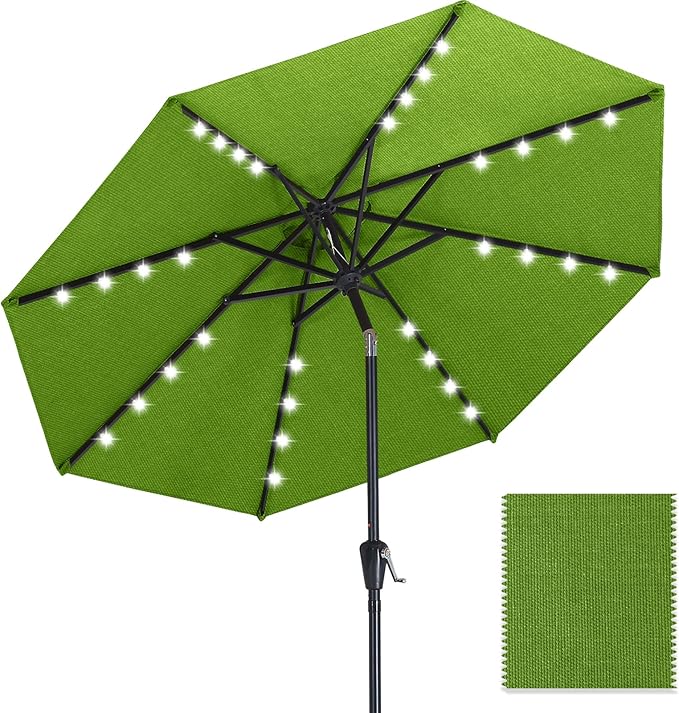 ABCCANOPY OLEFIN® 5-Year No Fading Patio Umbrella with Solar Lights (Grass)