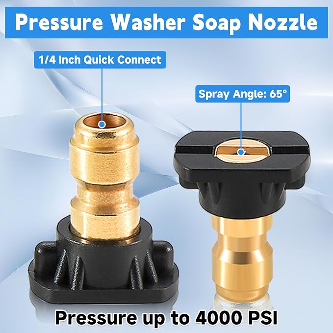Tool Daily Chemical Injector for Pressure Washer, Adjustable Chemical Injector Bottle with Straw, Black Soap Nozzle, 1/4” Quick Connect, 3600 PSI