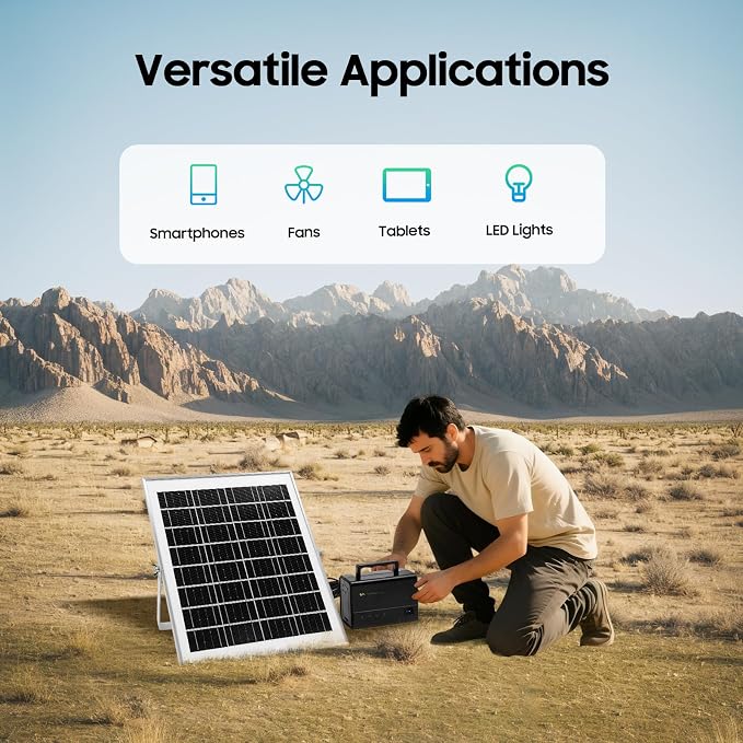 Solar Generator, 12V 4A Solar Powered Generator Kit, Portable Power Inverter Generator, Solar Inverter Power Generator for Outdoors Camping Travel Hunting Supply Energy