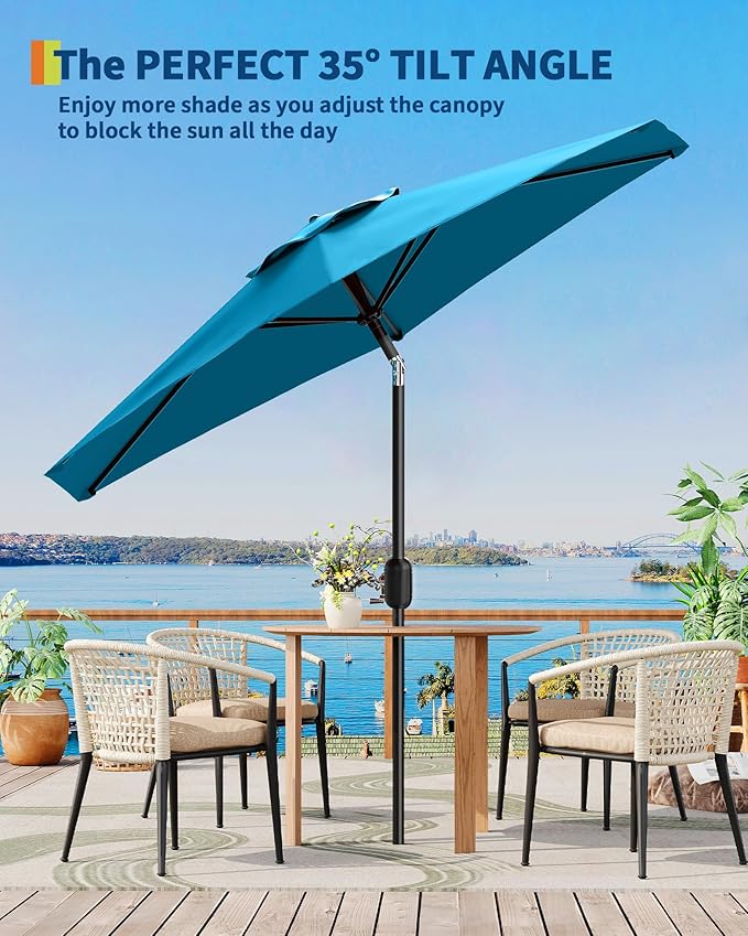 7.5 ft Outdoor Patio Market Umbrella, Light Turquoise Blue