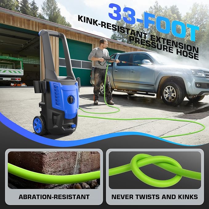 5000PSI Pressure Cleaner, High Power Cleaner Machine, with 4 Nozzle and Soap Bottle for Cars/Fences/Driveways/Home/Patios (Blue)