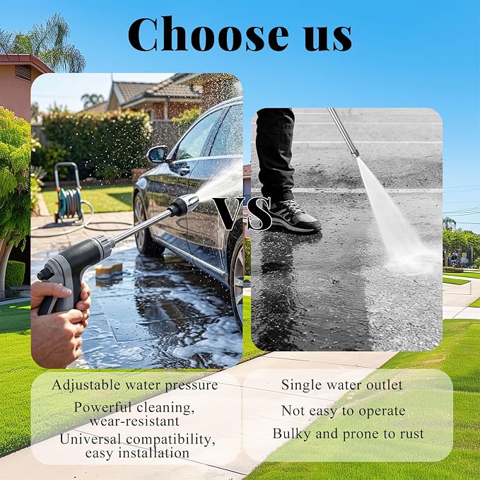 High-Pressure Pressure Washer with 360° Rotation and Three Spray Modes for a Powerful Water Jet,Ideal for Car Washing, Garden Watering, and Patio Cleaning,Compatible with All Types of Garden Hoses