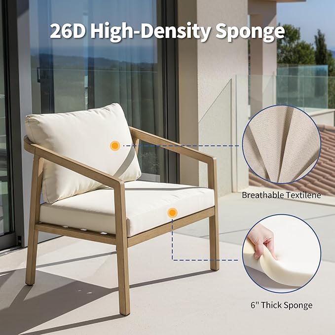 Patio Conversation Sets, 4 Piece Patio Furniture Sets with Loverseat、Armchair Sofa & Coffee Table, Aluminum Modern Outside Sectional Furniture for Garden, Backyard, Porch (Brown)