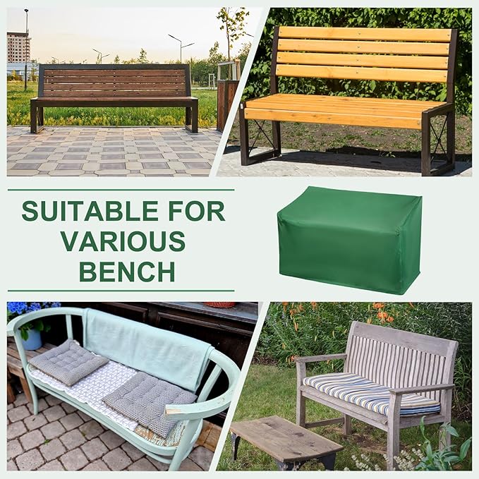 PATIKIL Outdoor Bench Cover, 210D Oxford Heavy Duty Waterproof Patio Furniture Covers for Garden Sofa Chair Table Zero Gravity, 53"L x 26"W x 35"T, Green