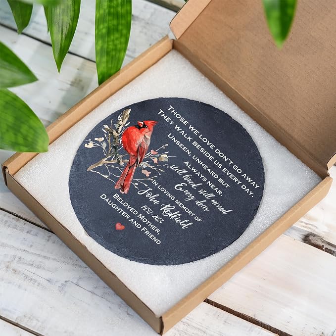 Cardinal Memorial Garden Stone Those We Love Don't Go Away Remembrance Gift Loss of Loved One Nanny Papi Mom Dad Step Father Mother in Law Grief Heaven Condolence Home Outdoor Walkways Grave Decor