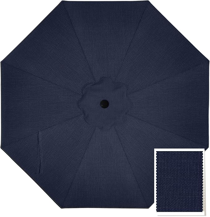MASTERCANOPY 5-Year-Non-Fading Olefin 9FT Patio Umbrella Replacement Canopy for 8 Ribs- Navy Blue Canopy Only
