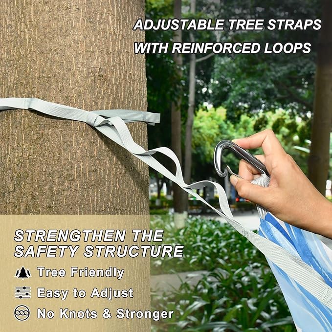 Hammocks for Outside Blue Stripes Camping Hammock Portable Hammocks with Tree Straps and Carry Bag Camping Accessories for Hiking Beach Outdoor
