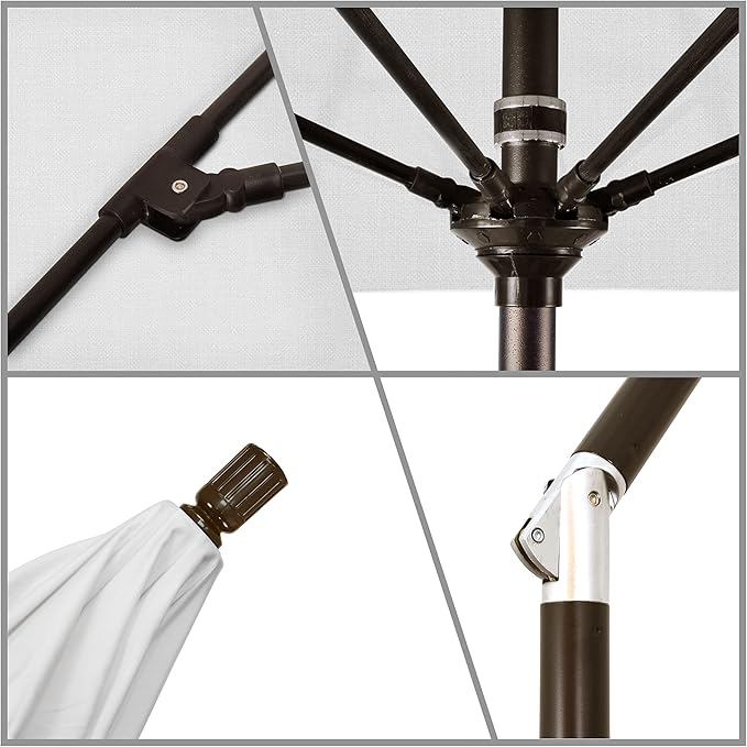 California Umbrella 7.5' Round Crank Lift, Collar Tilt, Aluminum Pole, Fiberglass Rib Patio Umbrella, Bronze Finish