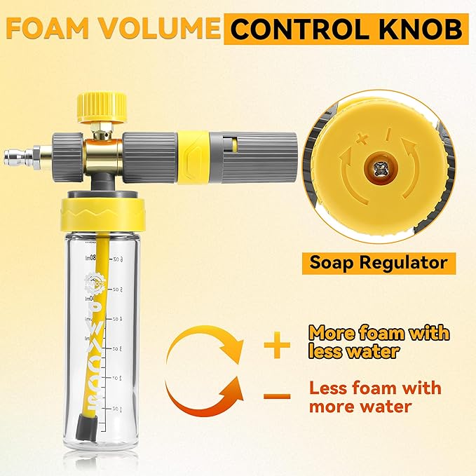 PWACCS Pressure Washer Small No-Dilution Foam Cannon Pro with Short Gun, Power Washer Soap Foam Gun with 4 Spray Nozzles for Car Wash, 200 ML