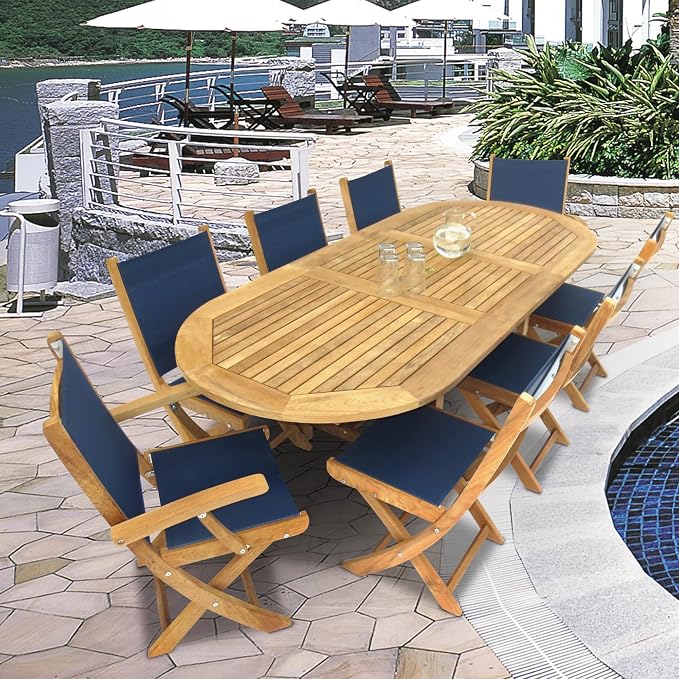 Royal Teak Collection FEO8 Oval Family Expansion Teak Table, 72/96-Inch