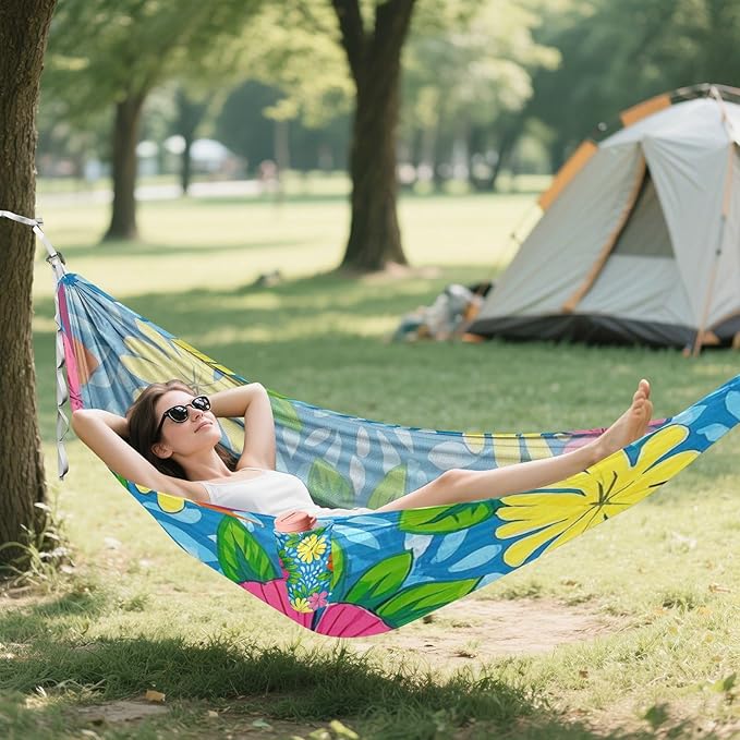 Hawaiian Style Colorful Flowers 330lb Capacity Hammocks for Camping with Hanging Rope Portable Hammock for Indoor Outdoor Patio jamaca para Patio
