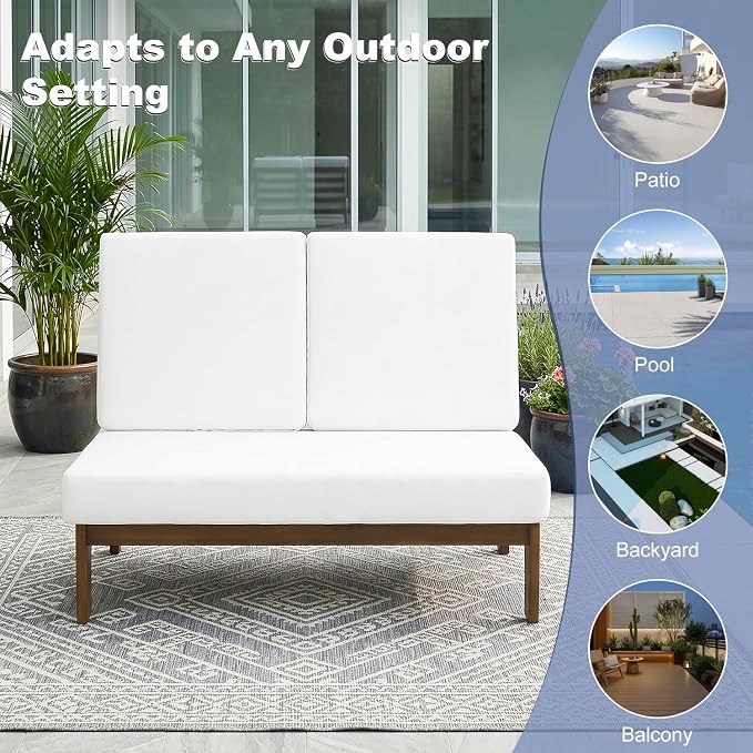 Pia Ricoo 1-Piece Patio Furniture Set, Outdoor Loveseat with 4.5-Inch Thick Cushions, All-Weather Outdoor Sofa for Backyard, Deck, Lawn - Beige (Split Back)
