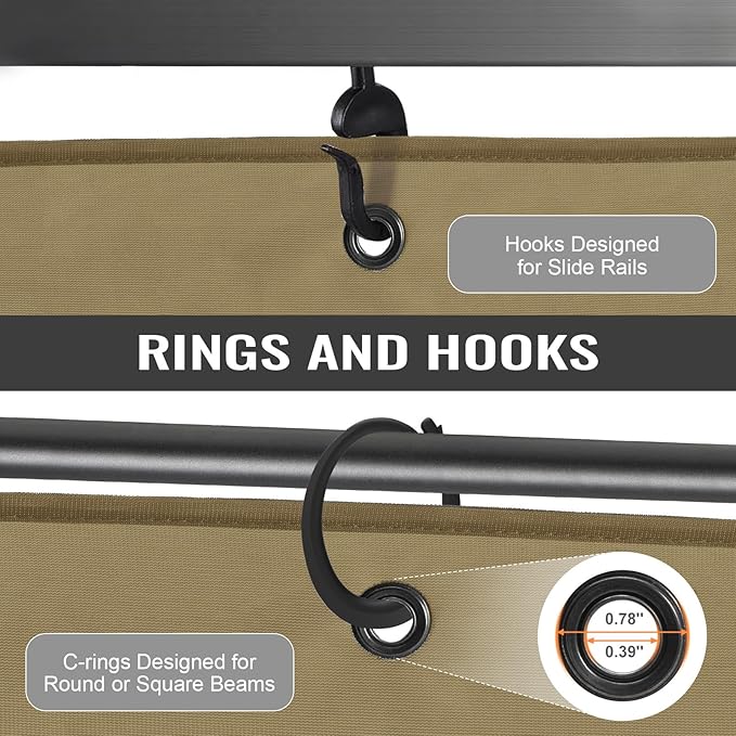 COWVIE 4-Panel 10' x 12' Gazebo Replacement Curtains, Patio Privacy Sidewalls with Double Zipper, Replacement for Outdoor Gazebo Canopy (Curtain Only)