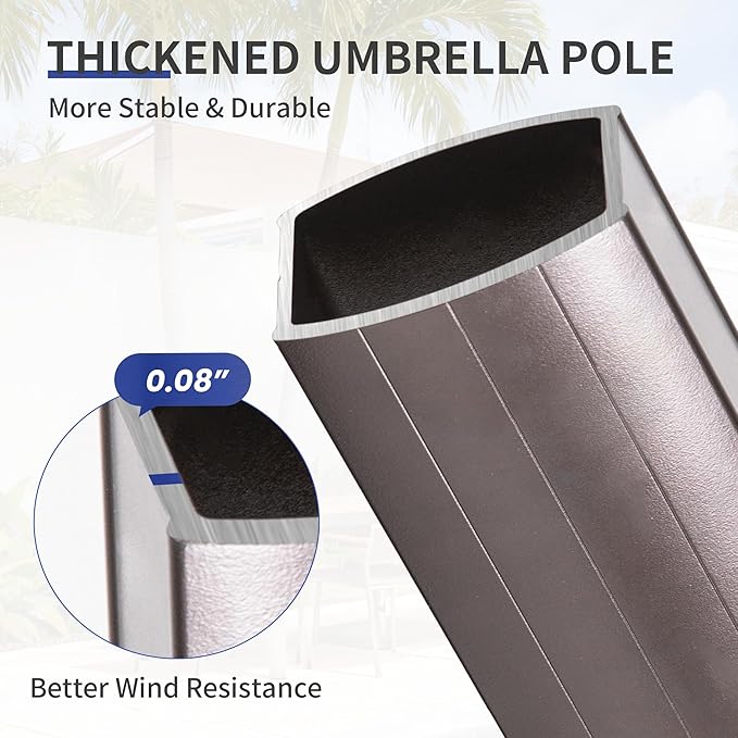 10 X 13 FT Cantilever Patio Umbrella with Base Included & Led Lights Outdoor Rectangle Offset Large Double Top Heavy Duty Umbrellas 360°Rotation for Pool Deck Backyard Garden, Navy
