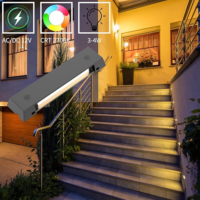 6 Pack Low Voltage AC/DC 12V LED Landscape Deck Light,Outdoor Retaining Wall Lights, IP65 Waterproof Step Lights,for Stair Lighting and Yard Patio Pathway Walkway (2700K)
