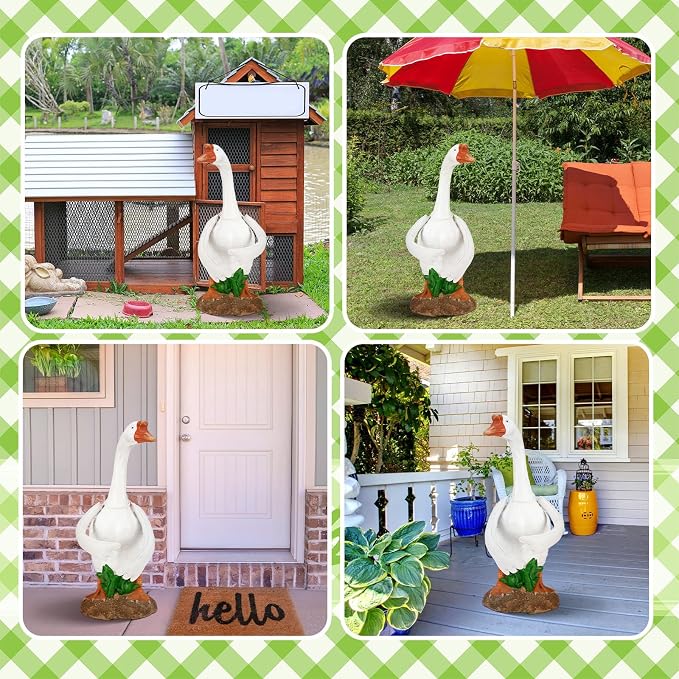 Gemscream Goose Arms for 23''-28" Porch Goose, Poseable White Wire Wings | Adjustable Arm Wings, Fits Lawn Geese Costume Accessories, Festival Porch Patio Yard Decor Accessory, Easy Bend Pose