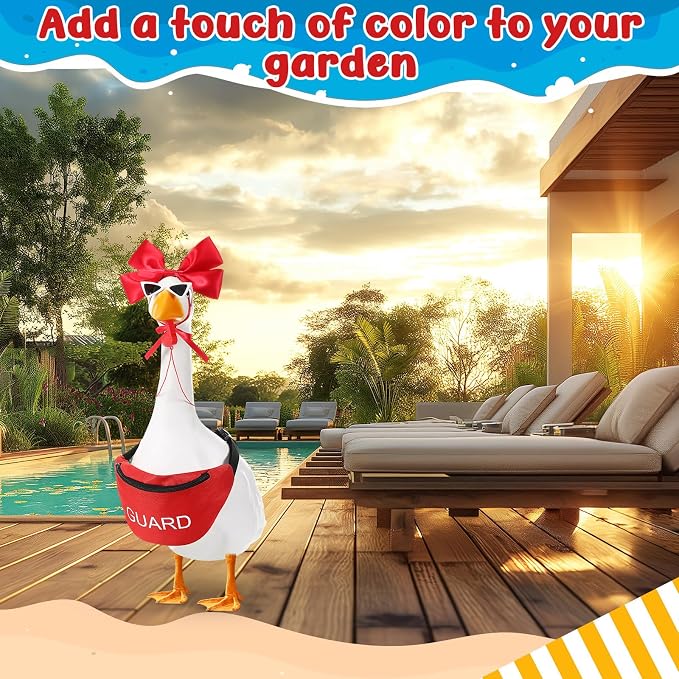 Bikini Porch Goose Outfits with Sunglasses and Swimming Tube for 23" Summer Goose Costume Garden Patio Statue Decor(Coach)